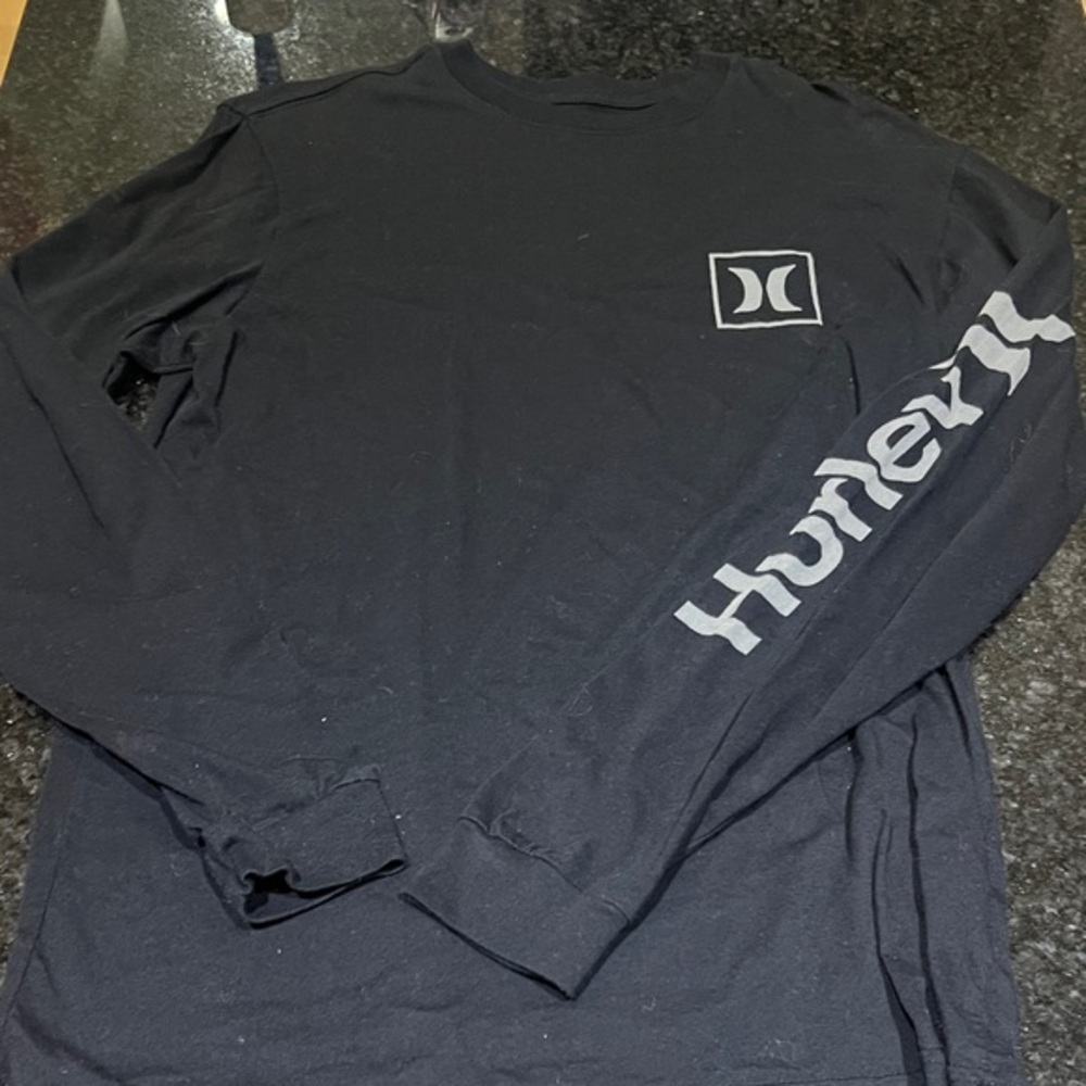 Hurley Men's Black Long Sleeve Tee with Logo